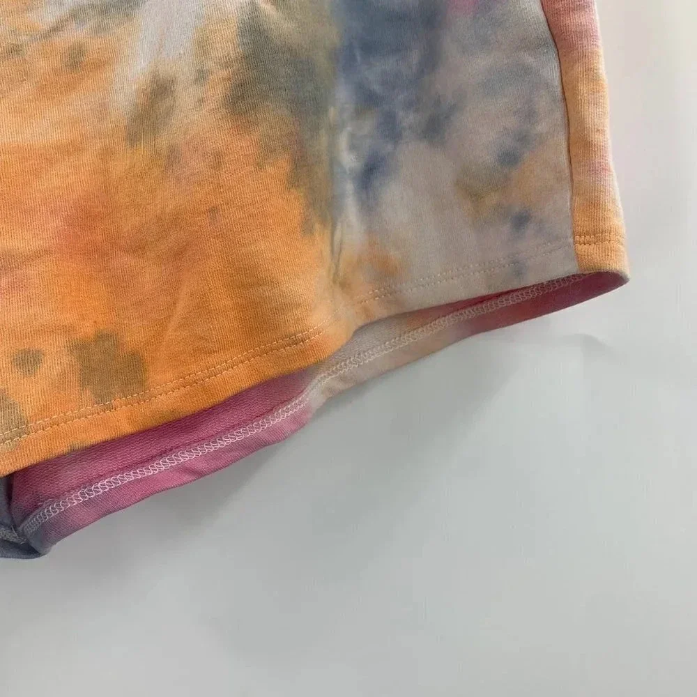Freshman Girls Tie Dye Relaxed Cotton Short Sleeve Shirt‎ Shorts Set Size XL NWT